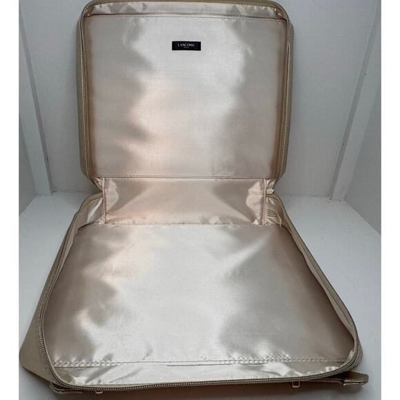 LANCOME Gold Cosmetic Travel Bag Rose Embossed Carry Case Vanity Organizer - #2 - Picture 7 of 12